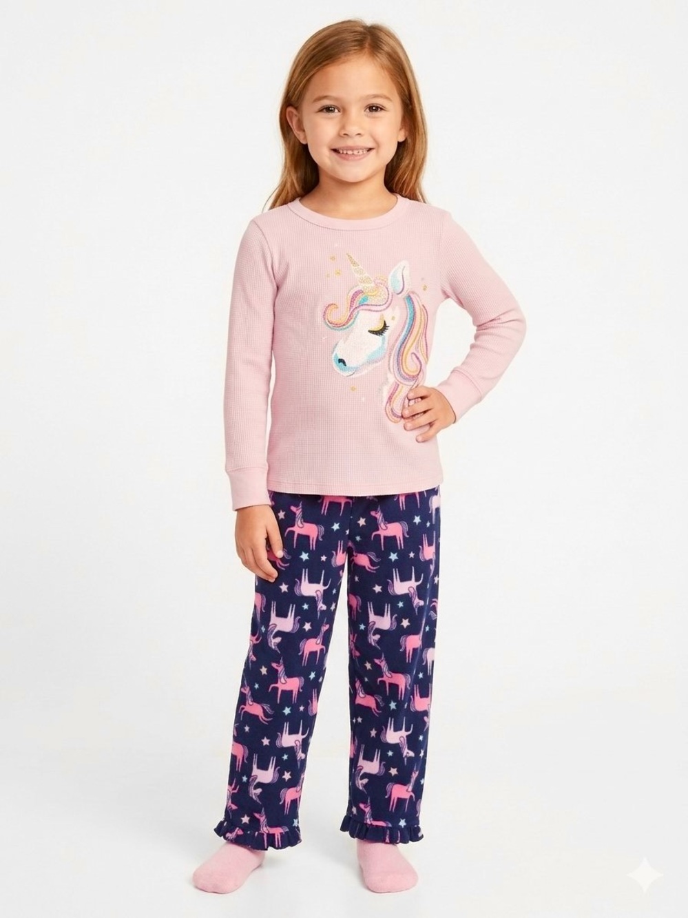 Garanimals Pink Unicorn Top & Navy Unicorn Print Pants Pajama Set